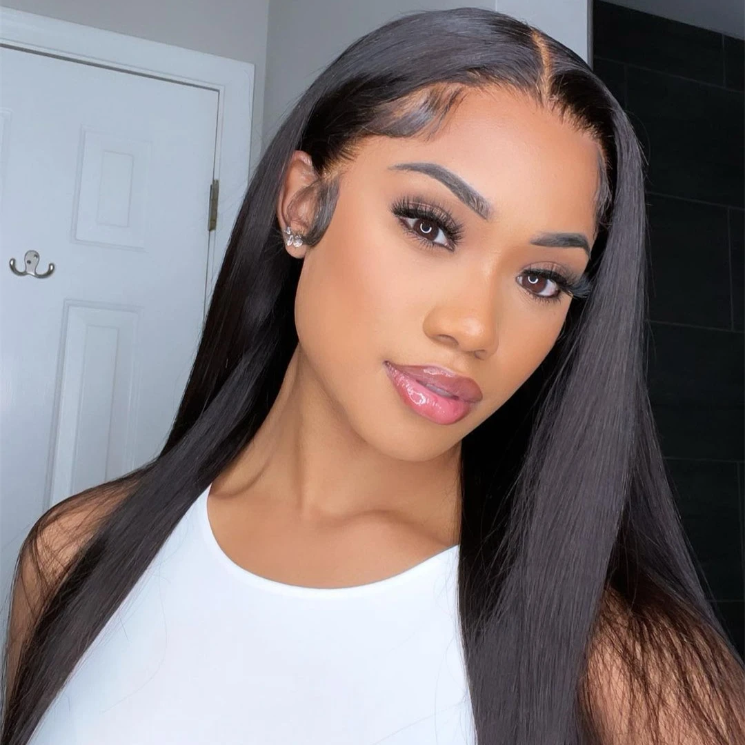 

5x5 Lace Closure Wig 1b Black Lace Front Wig Human Hair Pre Plucked With Baby Hair Bleached Knots Middle Part Besfor