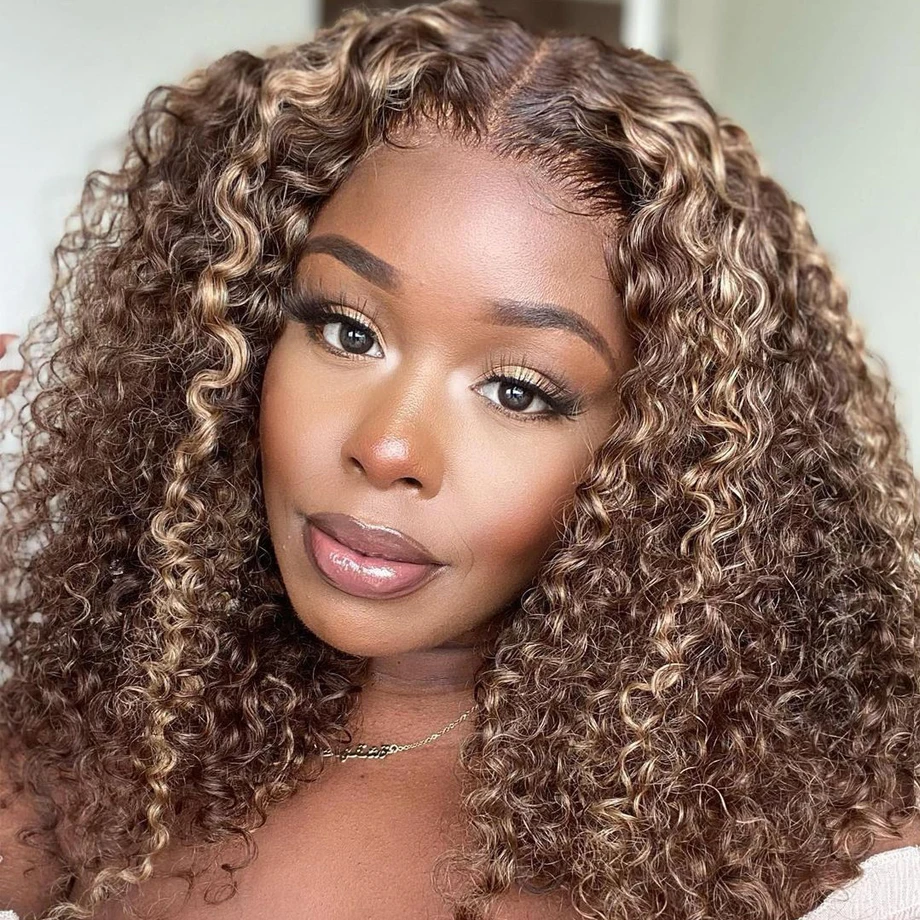 Curly Human Hair Wig Water For Women Wigs Brazilian T Part Lace Front Short Bob Highlight Hd Transparent Deep Wave Frontal Wig