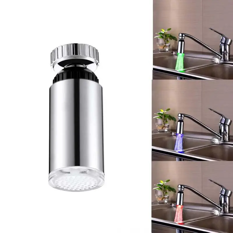 

360 Rotary Water Faucet Colorful LED Light Shower Head Tap Light for Bathroom K3KA