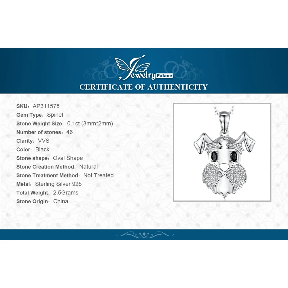 Женский кулон из серебра 925 пробы с черной шпинелью Нет цепей