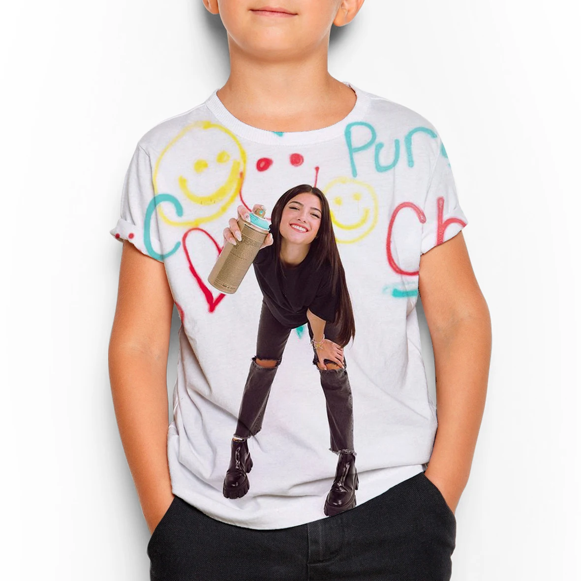 

Charli Damelio 3D Cartoon Pullover Tees Children's T-shirt Boy Girl Short Sleeve T Shirt 2021 Summer Unisex O-Neck Casual Tops