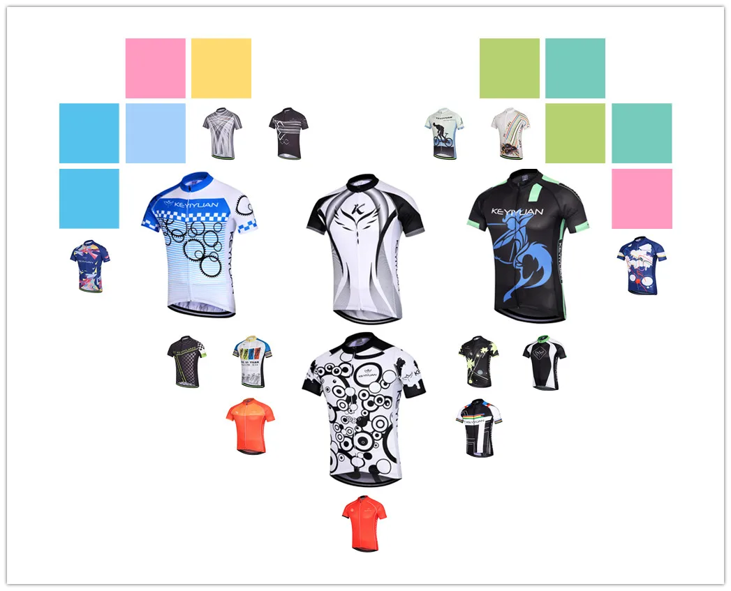 

KEYIYUAN Bike Cycling Jersey Men Bicycle Team Males' Short Sleeve Cycle Shirts UV Protection MTB Clothing Tenue Velo Homme