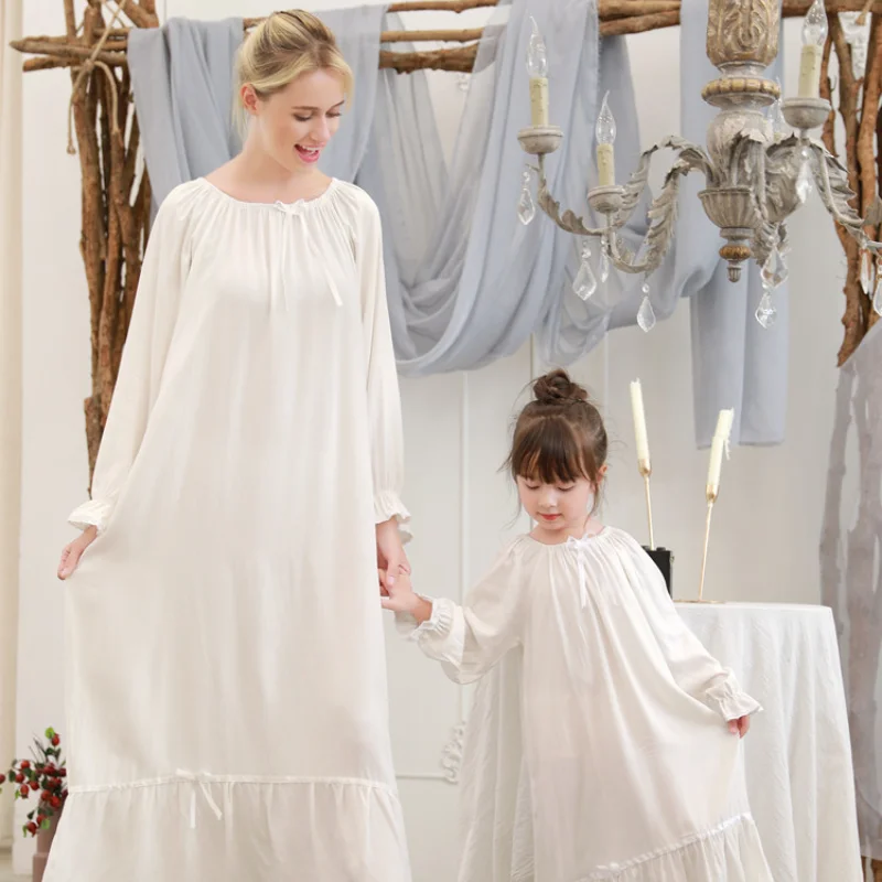 

Mommy and Me Clothes Matching Family Outfits Mom&daughter Match Clothing Pajamas 2021 Spring&autumn Long Princess Nightdress