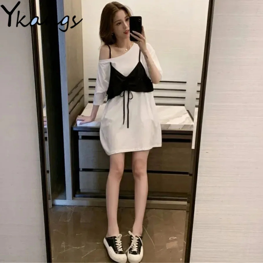 

Женская футболка оверсайз Y2k, повседневные укороченные топы в стиле Харадзюку, летние свободные блузки с коротким рукавом, 2021