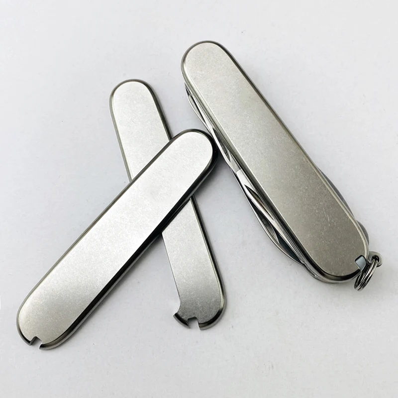

Titanium Alloy TC4 Scales Handle for 91mm Victorinox Swiss Army Knife with Tweezer Toothpick Cut-Out