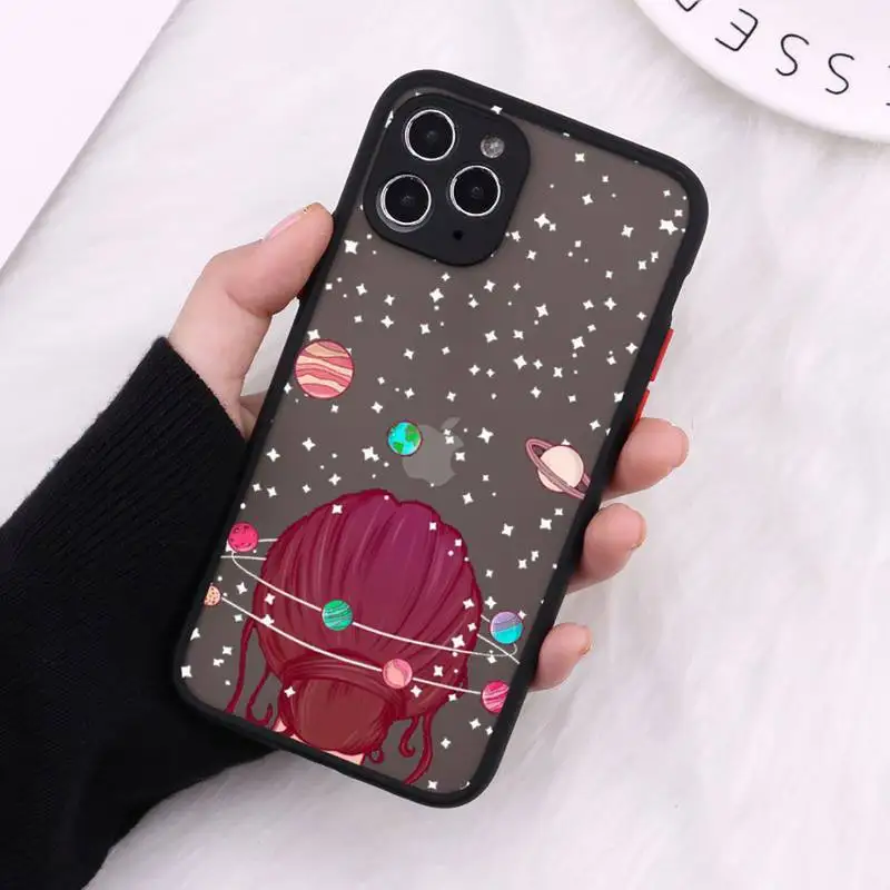 

Phone Case For iPhone 12 11 Mini Pro XR XS Max 7 8 Plus X Astronaut Planet Matte transparent Cover
