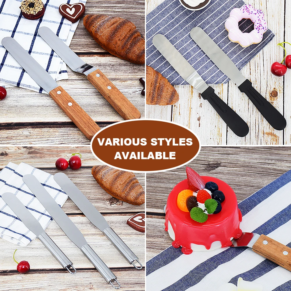 Шпатель для торта из нержавеющей стали с деревянной ручкой 6/8/10