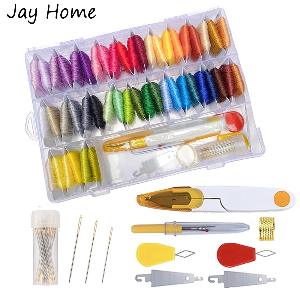 

50Colors Embroidery Floss Cross Stitch Thread with Organizer Storage Box & Embroidery Sewing Accessories for Cross Stitch Craft