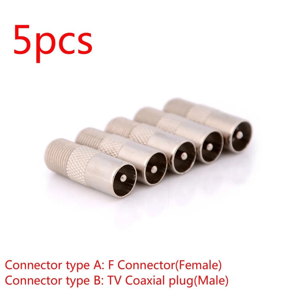 

5pcs Aluminium Alloy F type Socket to Coax RF IEC Aerial Plug Male Adapter Twist On Connector