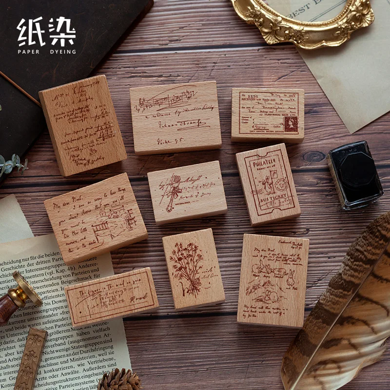 

Vintage English Poetry Series Decoration Rabbit Stamp Wooden Rubber Stamps for Scrapbooking Stationery DIY Craft Standard Stamp