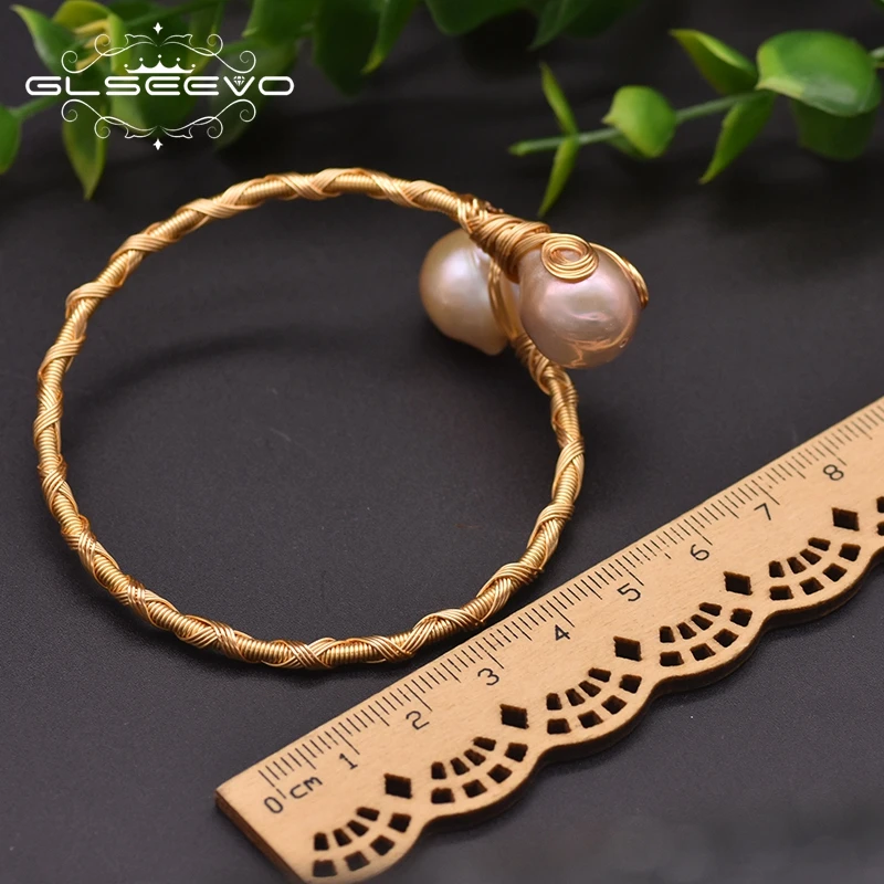 

Glseevo Vintage Handmade Bracelet Bangles For Women Wedding Gift Natural Fresh Water Baroque Pearl Temperament Jewellery GB0933