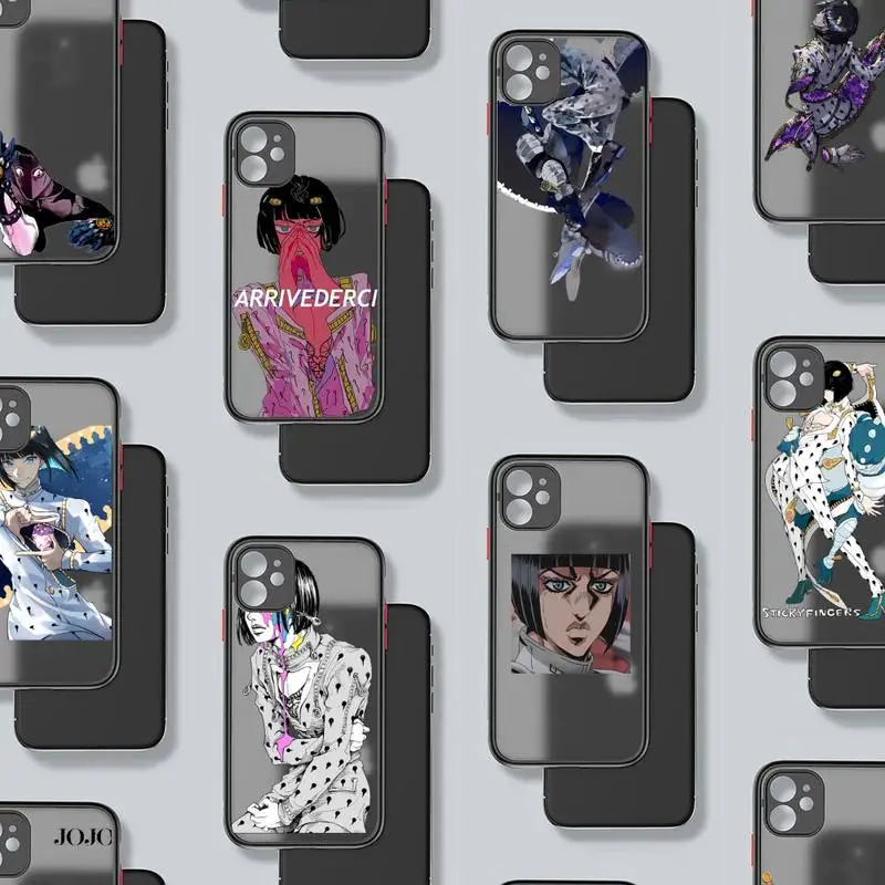 

Girls Bruno Buccellati JoJo's Bizarre Phone Case Matte Transparent for iPhone 7 8 11 12 s mini pro X XS XR MAX Plus mobile bags