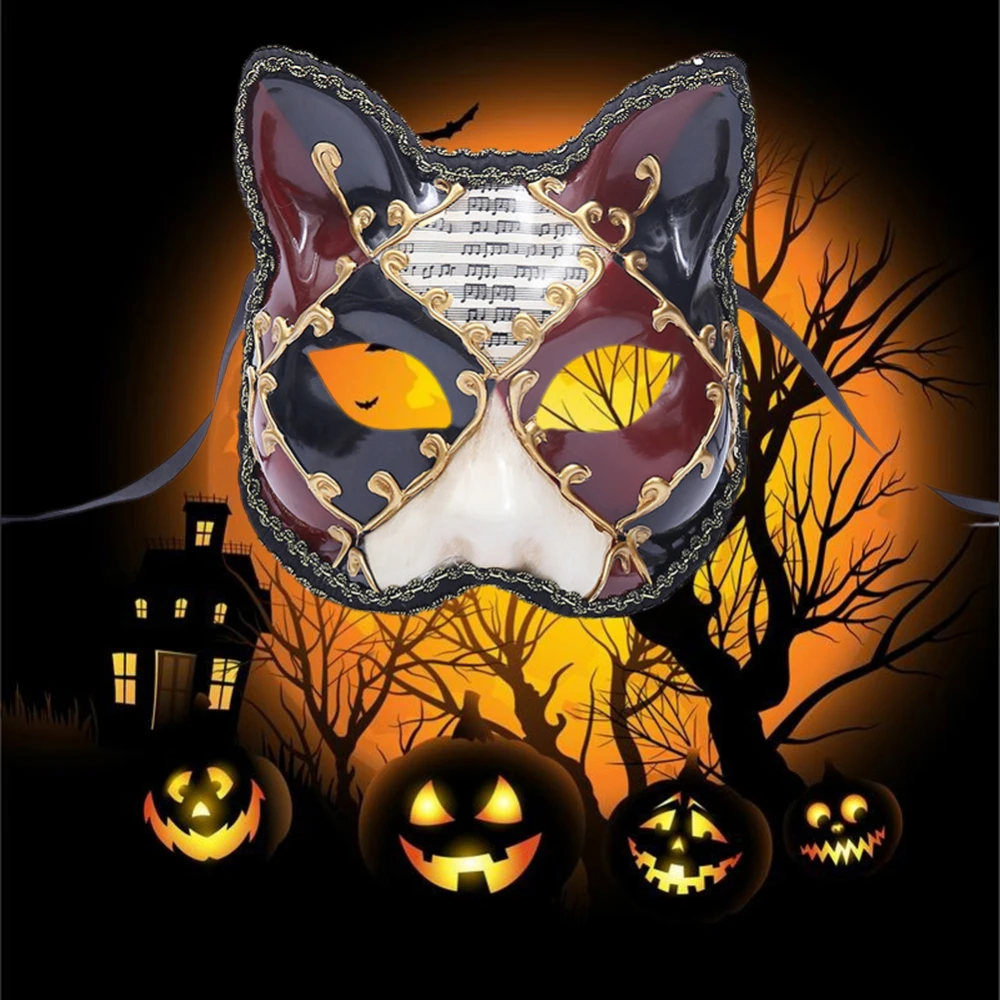 Детские маскарадные маски с милым котом на Хэллоуин Рождество венецианские
