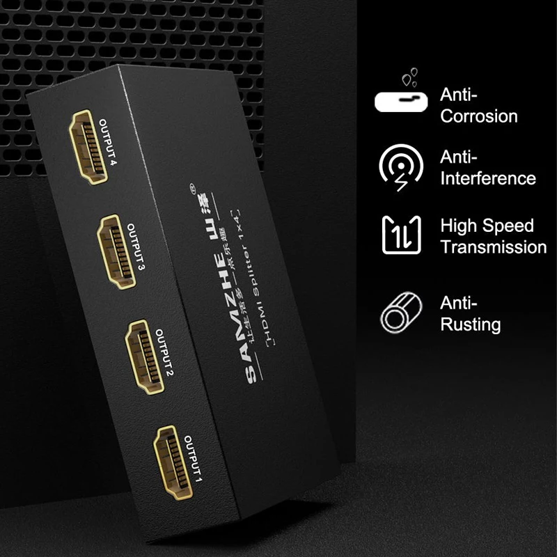 SAMZHE 4K * 2K HDMI сплиттер коммутатор 1 вход 4 выход/2 выход 30 Гц 1080P для ноутбука