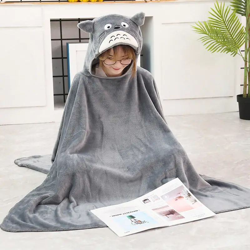 Sudadera con capucha de Animal de dibujos animados para mujer adulta, manta de invierno para exteriores, usable, c&aacute;lida-3