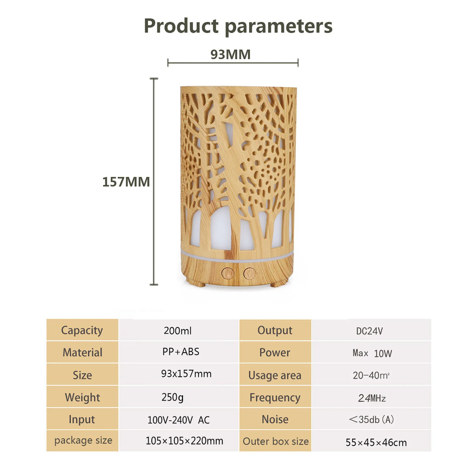 

Electric Aroma Diffuser Mist Wood Grain Oil Aromatherapy 200ml Usb Air Humidifier With Colorful Light For Car Home Office#dg4