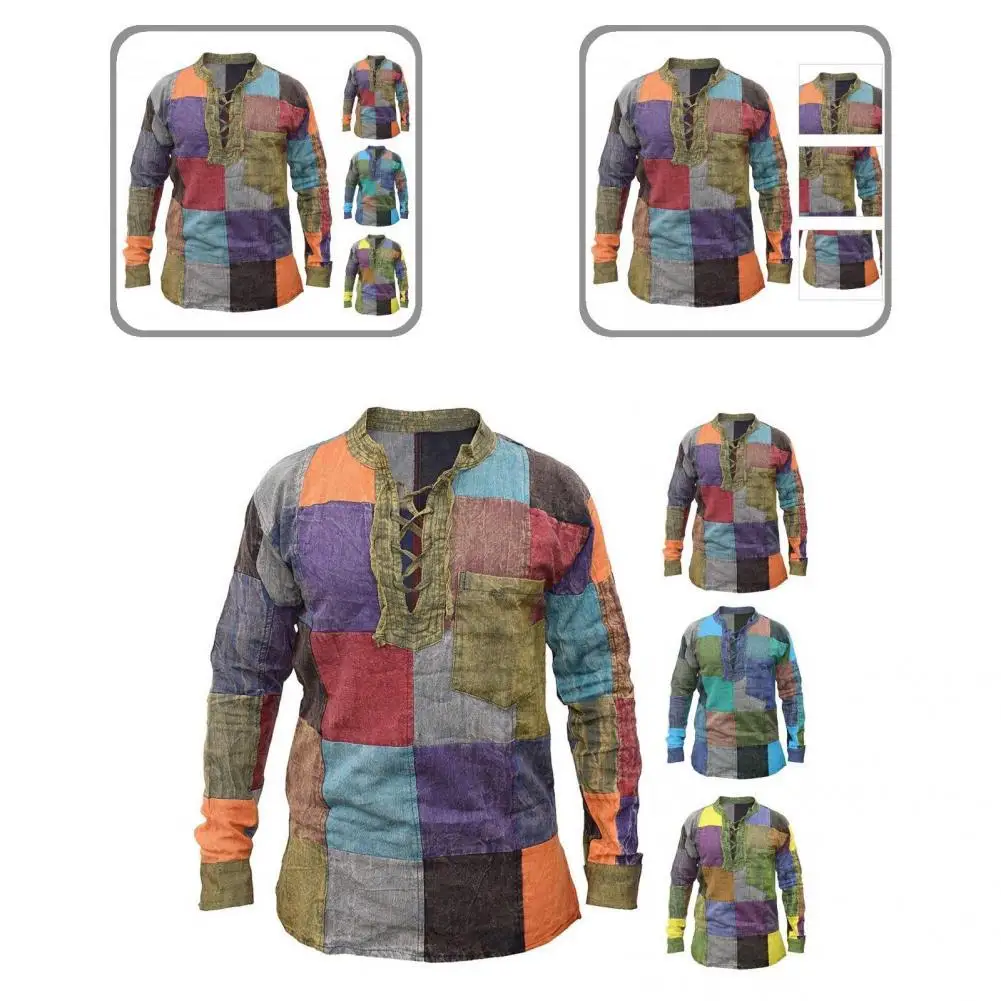 

Fabulous Men Top Pullover Skin-friendly Lace Up Pullover Men Top Autumn Top Shirt