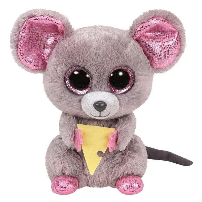 

15CM Ty Beanie Boo's Big Eyes Stuffed Peas Plush Animal Grey Mouse Squeaker Soft Doll Collection Boy Girl Child Birthday Gifts
