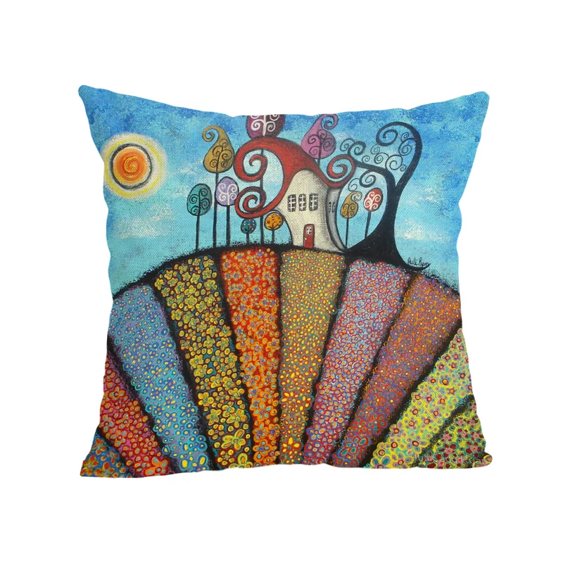 Ретро сельских районов города Печатный чехол для подушки декоративные льняные и