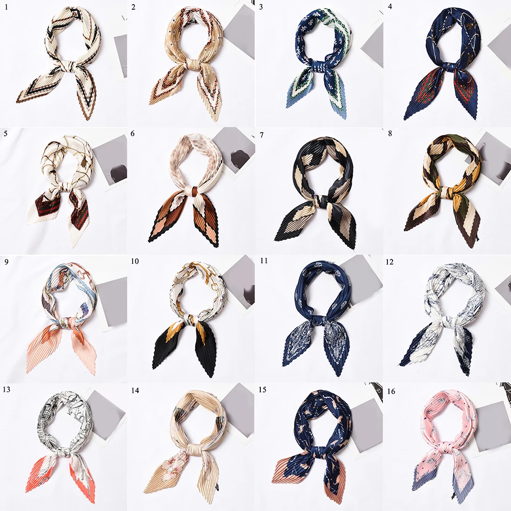 55*55 см плиссированный маленький квадратный атласный шелковый шарф женский