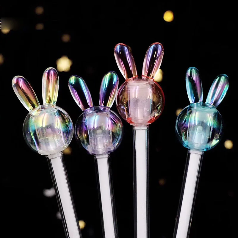 30 шт./лот Хрустальная Лазерная гелевая ручка с кроликом милая Студенческая