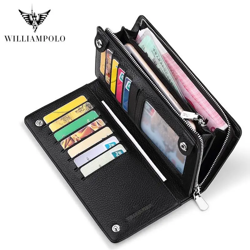 Luxury Brand Men Zipper Wallets Mens Purse Clutch Business Wallets WILLIAMPOLO 219