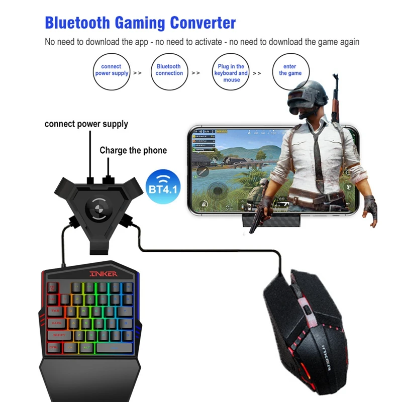 

1PC PUBG Mobile Gamepad Controller Gaming Keyboard Mouse Converter For Android IOS Phone For IPAD Bluetooth Adapter Game Player