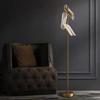 gold simple nordic led floor lamp for study living room bedroom decoration vertical fixture acrylic designer new floor lights
