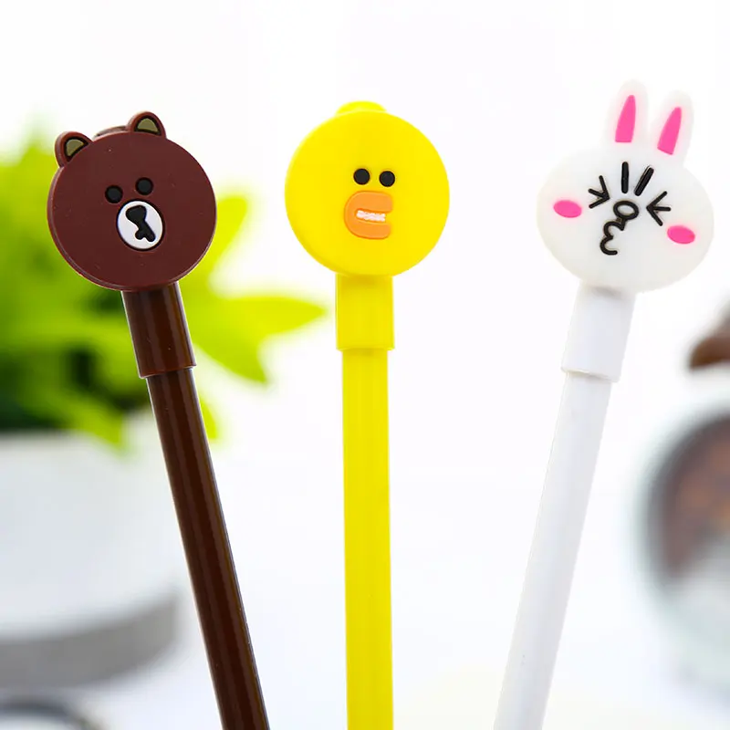 12 шт. Kawaii Line Friend гелевая ручка милые корейские канцелярские принадлежности с