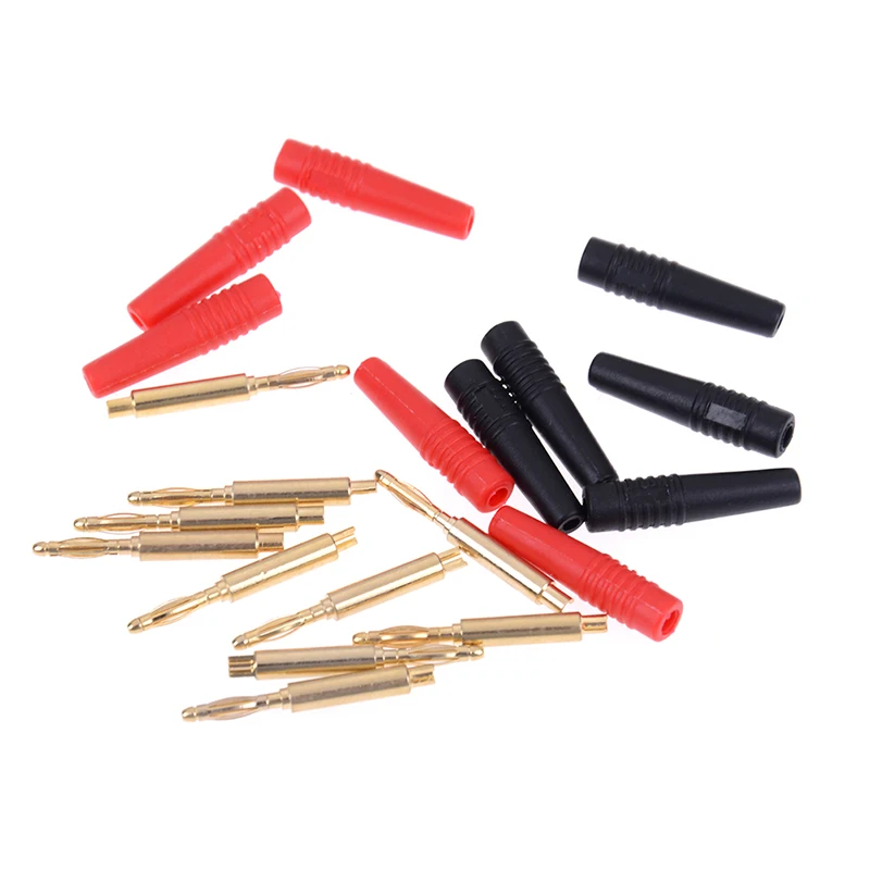 

10PCS Random10pcs 2mm Wire Cord Solder Type Banana Plug Jack Connector Gold Plated Audio Amplifier Plugs