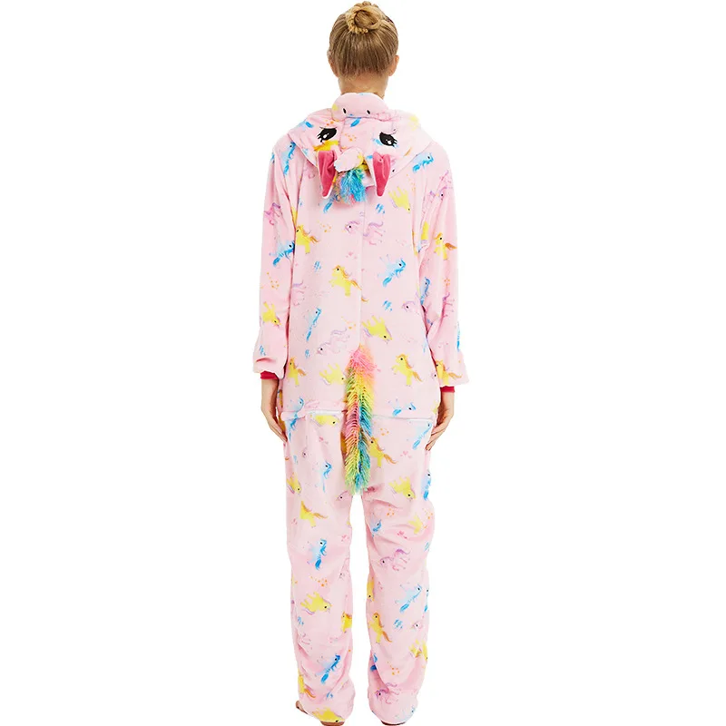 Red Heart Unicorn Kigurumis Women Girl Home Jumpsuit Animal Pegasus Onesie Sleepwear Winter Cute Pajama Festival Party Outfit