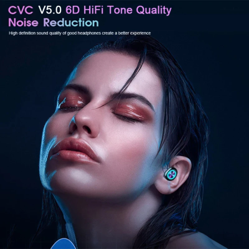 TWS Bluetooth Earphone Waterproof Wireless Headset Deep 6D Bass Earbuds True Stereo Headphone | Электроника