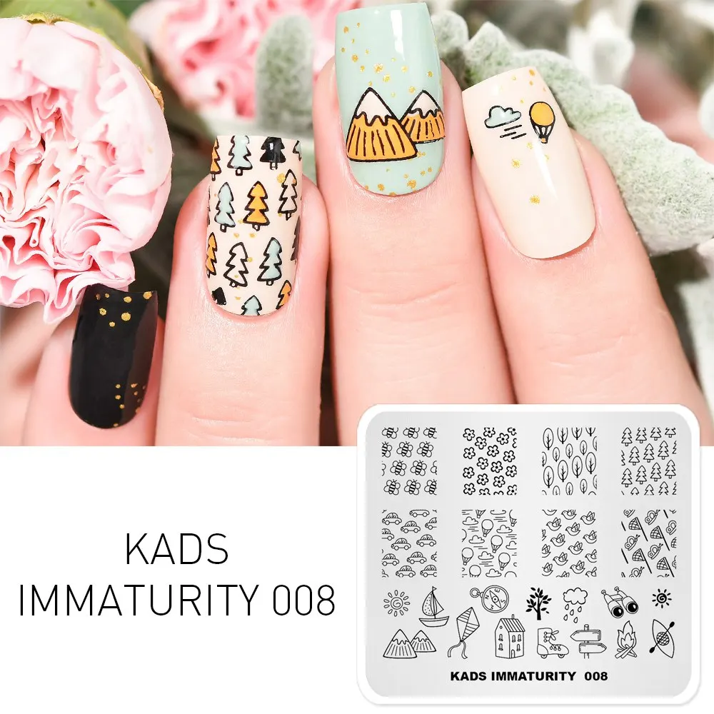 Immaturity 008 KADS дизайн ногтей шаблон конструкции незрелость серии трафарет для маникюра пластины с узорами для ногтей шаблон для печати дизайн - Цвет: Immaturity 008