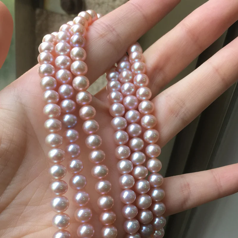 

Freshwater Pearl necklace Round shape with Size 6-6.5mm perfect luster for Jewelry DIY loose pearl strands