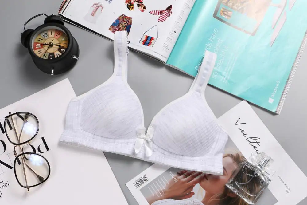 Wire Free Lingerie Push Up Bra Breathable Underwear Teenage Girl Underwear Puberty Young Girls Children Teens Training Bra - Цвет: Серый