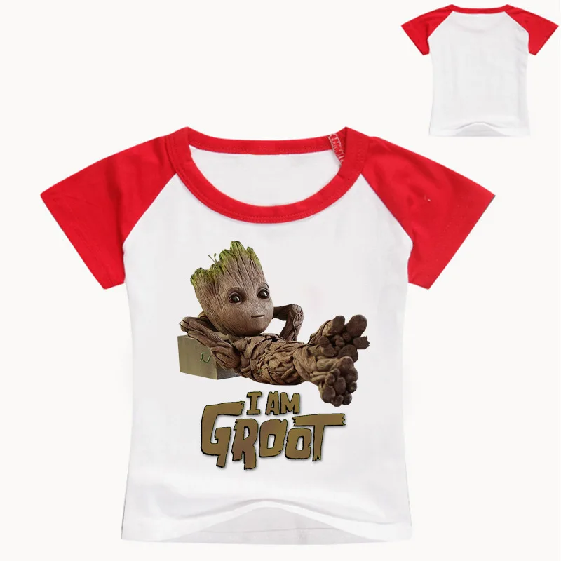 2019 одежда хлопковые футболки с принтом I'm Groot летние детские коротким рукавом
