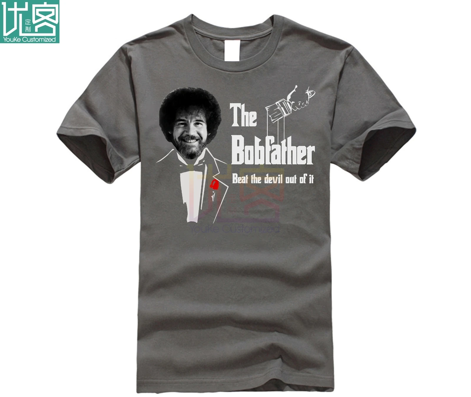 Мужская футболка Bob Ross The Bobfather Beat Devil Out Of It 2019|Мужские футболки| |