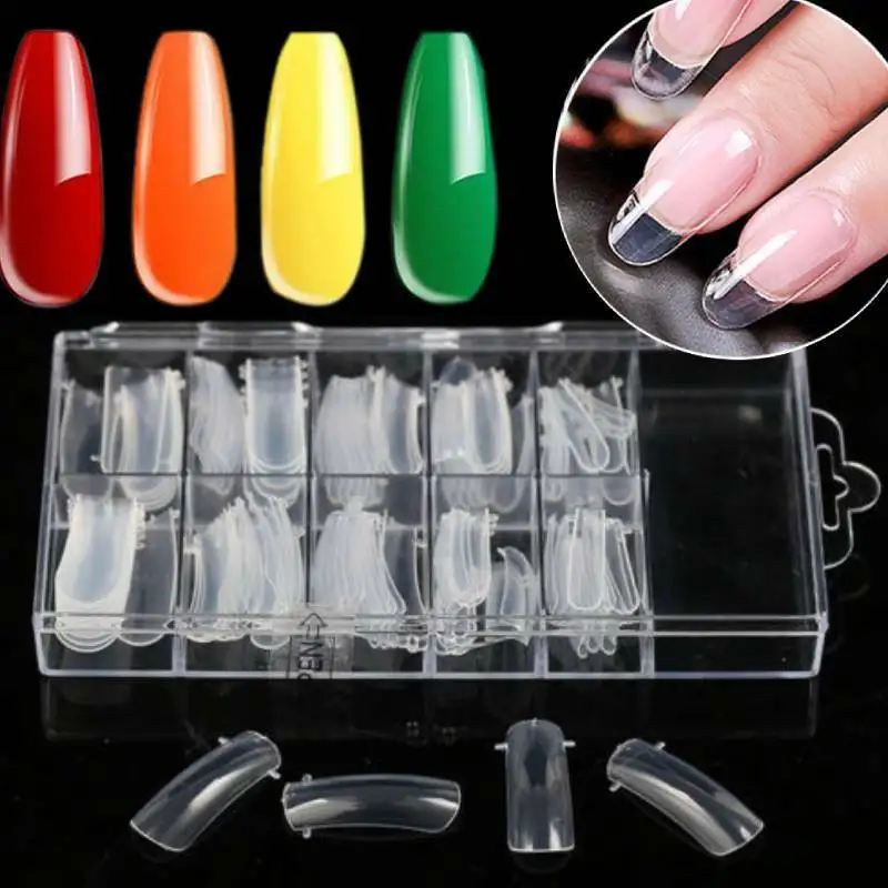 

ATOMUS 100pcs Clear Building Nails Gel Mold False Tips Nail Art Finger Extension Decoration