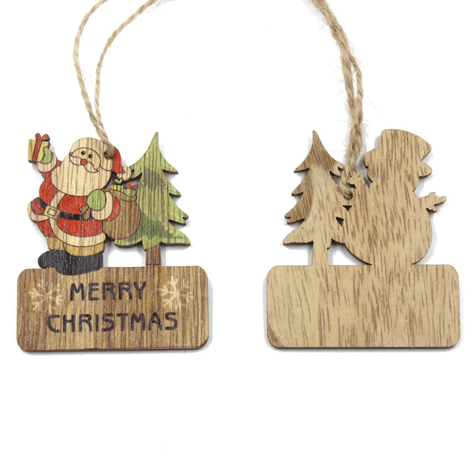 3 шт. деревянный Рождественский медведь Снеговик Санта Клаус Подвески мультфильм