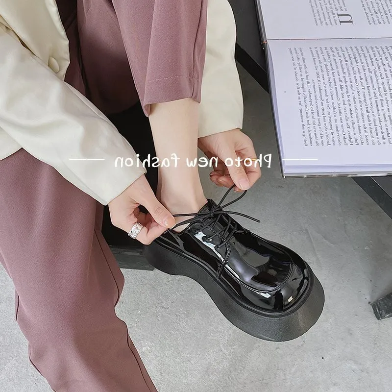 

Shoes Woman 2021 Clogs Platform Oxfords Female Footwear Round Toe Shallow Mouth Modis British Style Casual Sneaker New Creepers