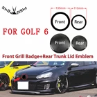 Глянцевый черный или зеркальный чехол 135 мм передний значок гриля + 110 мм Задняя Крышка багажника эмблема автомобиля логотип Подходит для Golf MK6 2009-2012