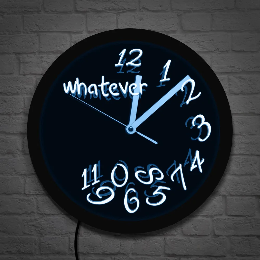 Whatever You Are Late Anyway LED Neon Wall Clock Lighted Vintage Design Color Changes Illuminated | Дом и сад