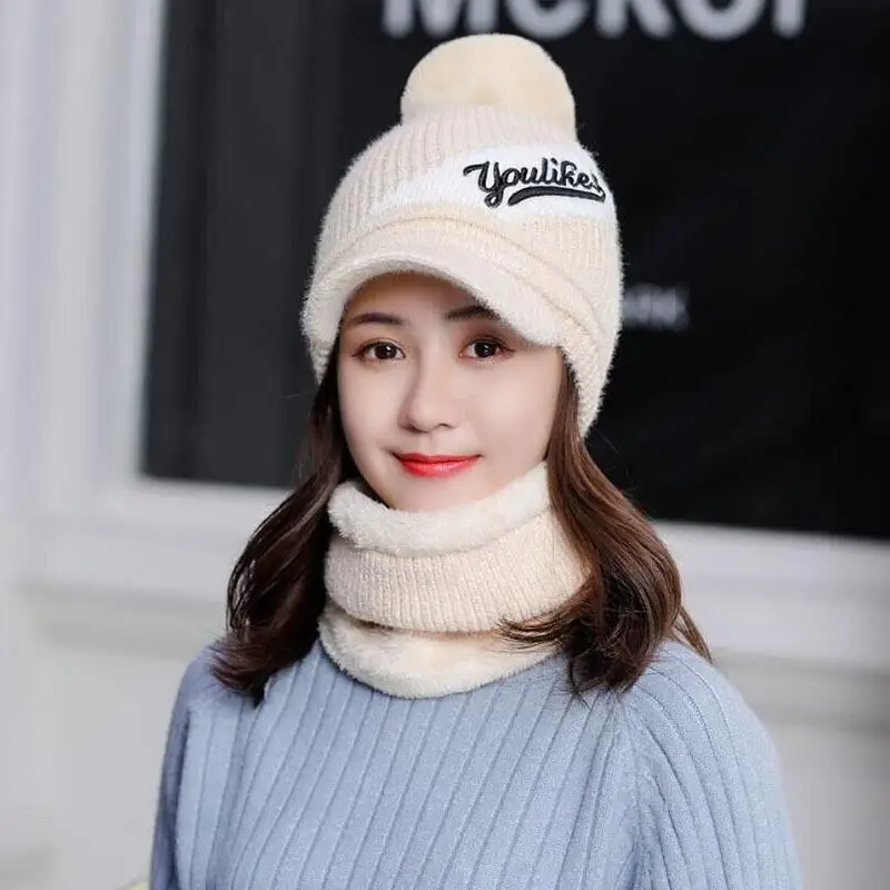 Шапки Skullies, зимняя шапка, комплект, шарф для девочек, шапки Gorras, вязаная шапка, женская теплая шапка, шапки для женщин, шапочки, шапки