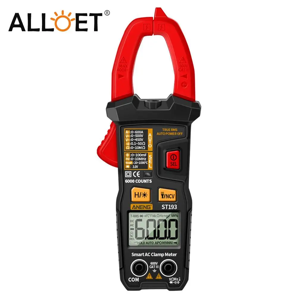 

Frequency Multimeter 6000 Counts Resistance Digital Current Clamp Meter Flash Back Light Large Screen Digital Multimeters