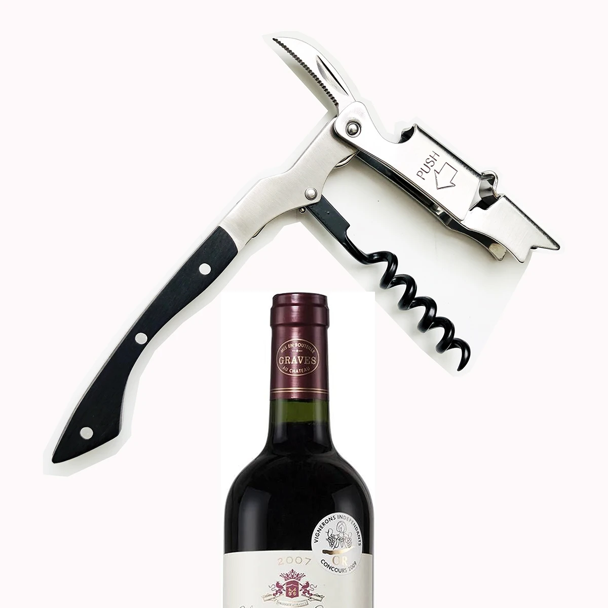 

New Arrivals Coutale Pocket Corkscrews Stainless Steel Wine Bottle Openers Sommelier Waiter's Corkscrew with Layerwood Handle