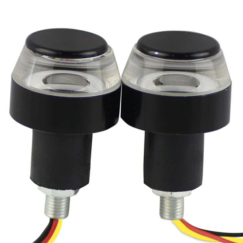 

2pcs Motorcycle LED Handlebar End Turn Signal Light White Yellow Flasher Handle Grip Bar Blinker Side Marker Lamp DC 12V