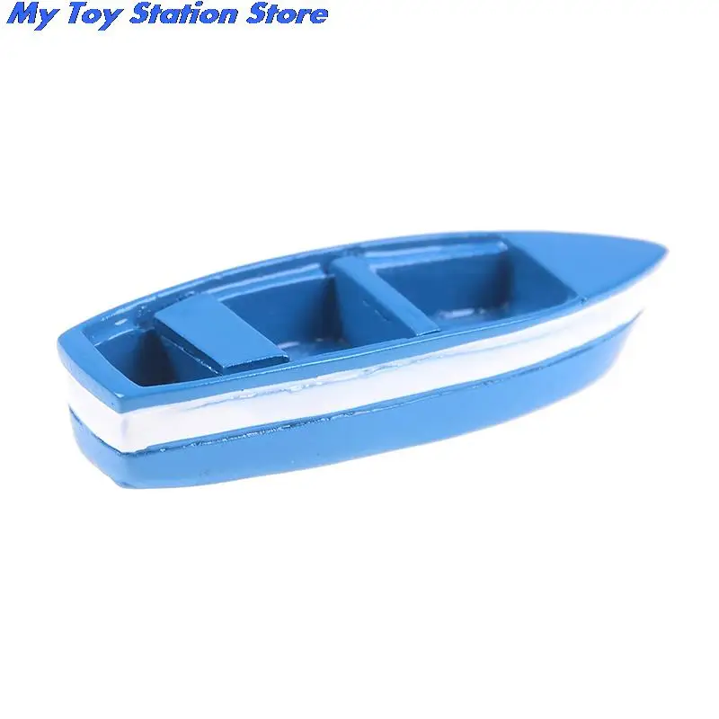 

Оригинальная голубая полимерная мини-лодка декоративные статуэтки изысканный домашний ландшафт 6*2*1 см