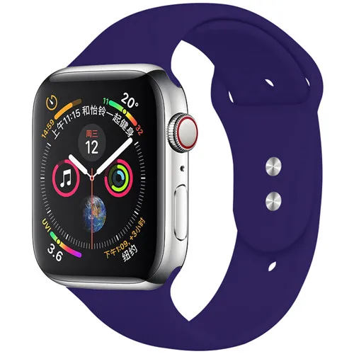 purple 5 Спортивный ремешок для Apple Watch ремешок 44 мм 40 4 3 iwatch ремешок 42 мм 38 мм силиконовый pulseira ремешок для часов Браслет Apple watch 5 ремешок 44 мм - Цвет ремешка: purple 5