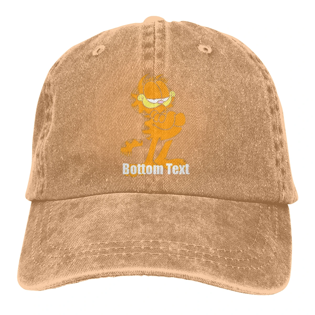 

Adjustable Solid Color Baseball Cap Bottom Text Washed Cotton Anime Garfield Funny Odie Sports Woman Hat