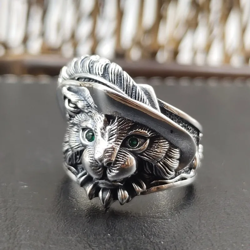 

BOCAI New Real pure S925 silver men and women ring domineering retro cute owl personality love fearless Valentine's day gifts